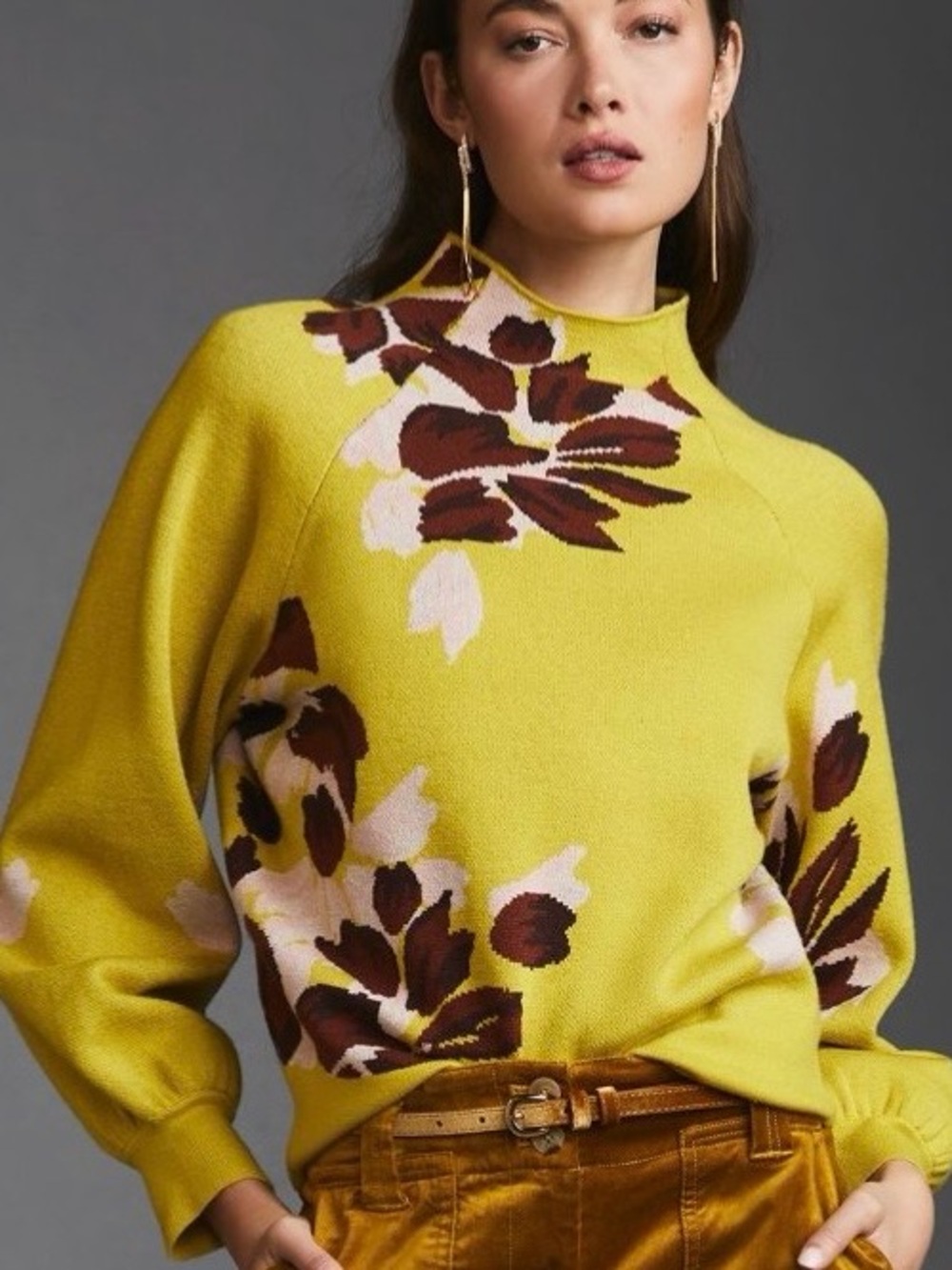 NWT Anthropologie Anthropologie Beatriz Floral Mock Neck Sweater